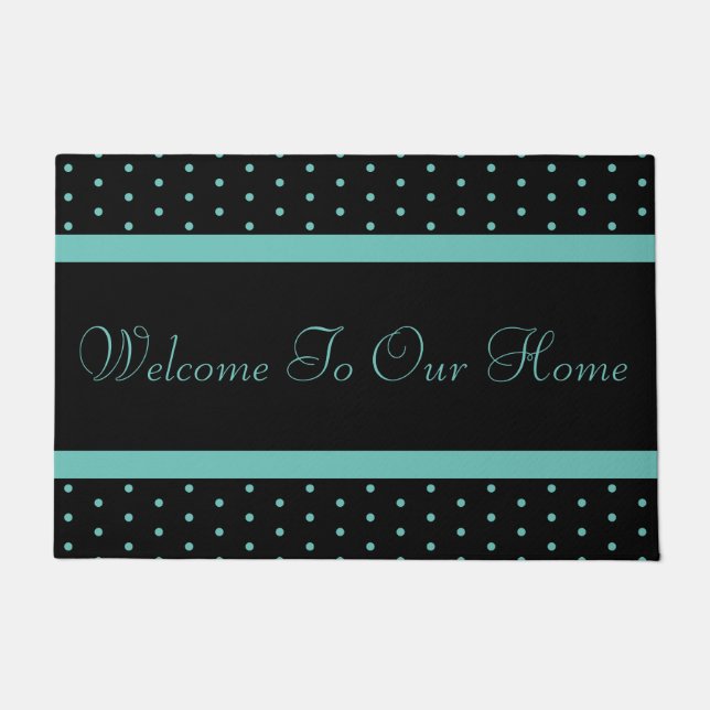 Paillasson Amusant Turquoise Polka Dot Welcome Mat (Devant)