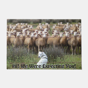 Paillasson Amusant vous attendre mouton Flock CHANGER TEXTE