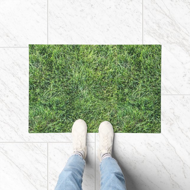 Paillasson Amusante herbe verte vraie texture photo motif pla (Intérieur)