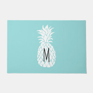 Paillasson ananas blanc monogramme