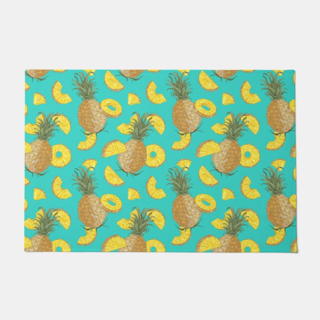 Paillasson Ananas En Couleur Turquoise (Devant)