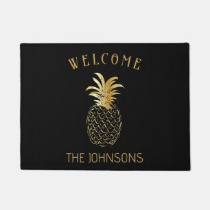 Paillasson ananas noir et or Personnalisé