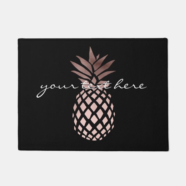 Paillasson ananas tropical d'or rose clair élégant de faux (Devant)