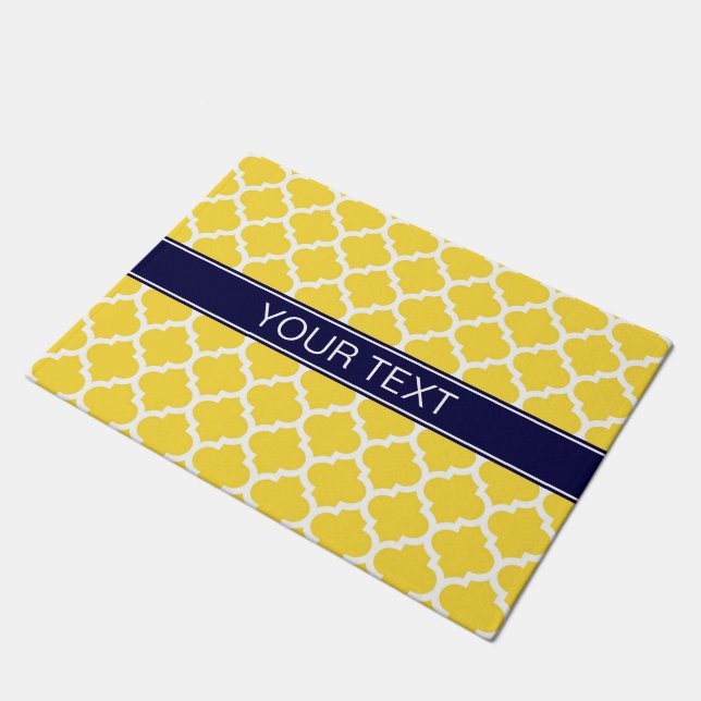 Paillasson Ananas Whisky Marocain #5 Marine Nom bleu Monogram (Incliné)