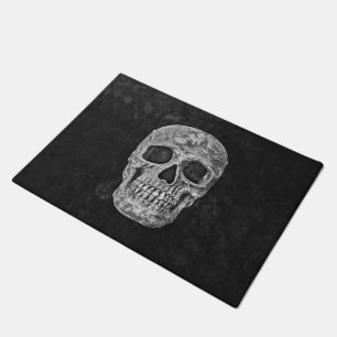 Paillasson Ancien Grunge Gothique Crâne Texture Noire Et Blan