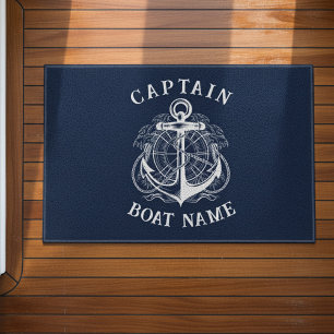 Paillasson Ancre de nom de bateau de capitaine nautique perso