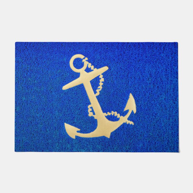 Paillasson Ancre Gold Boat sur Blue (Devant)