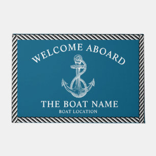 Paillasson Ancre nautique bateau et nom du capitaine, cadeaux