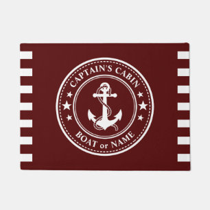 Paillasson Ancre nautique Capitaine Cabine Nom du bateau Roug