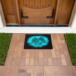 Paillasson Angel Eros en amour, design noir et vert