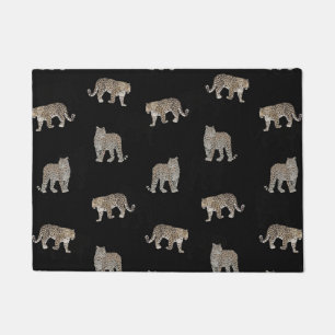 Paillasson Animaux de la jungle léopard doré noir moderne