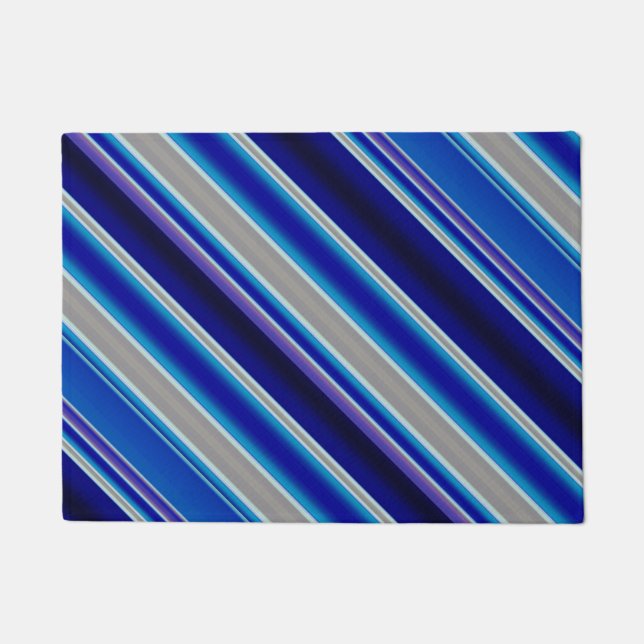 Paillasson Aqua Blue and Teal Stripes (Devant)