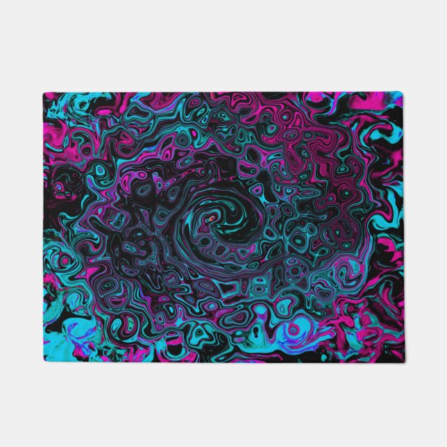 Paillasson Aqua Magenta et Abstrait noir (Devant)