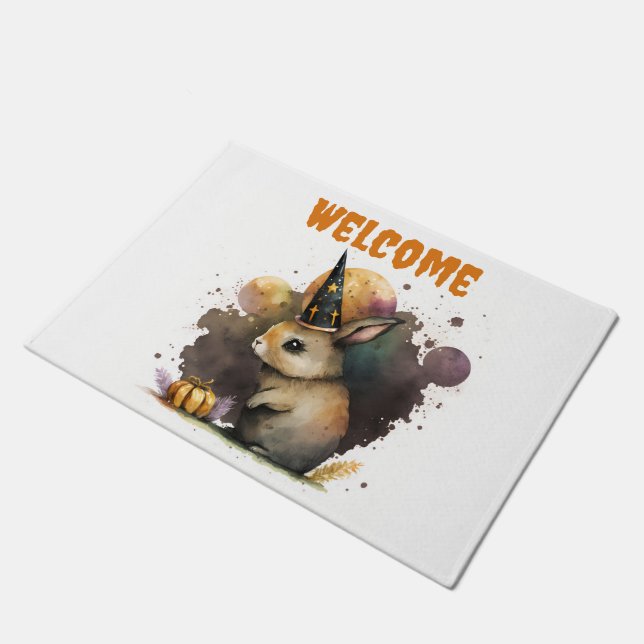 Paillasson Aquarelle Bébé Lapin Halloween (Incliné)