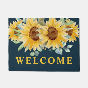 Paillasson Aquarelle bleue Sunflower Accueil