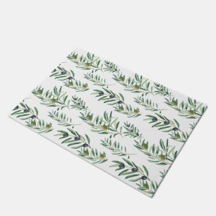 Paillasson Aquarelle Chic Country Campagnard Motif Olive Vert