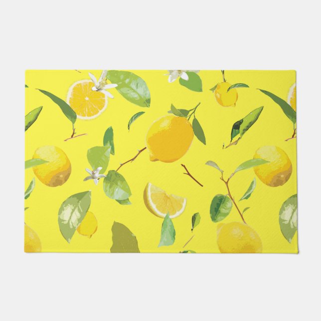 Paillasson Aquarelle Citron & Feuilles 4 (Devant)