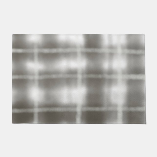 Paillasson aquarelle de buffalo plaid gris blanc tartan rusti (Devant)