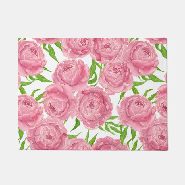 Paillasson Aquarelle de pivoines roses (Devant)