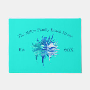 Paillasson Aquarelle de silhouette de conque bleu turquoise A