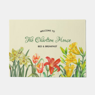 Paillasson Aquarelle Fleurs de printemps Illustration florale