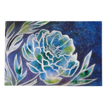 Aquarelle florale Turquoise bleu Dahlia Navy