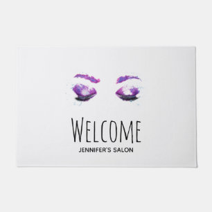 Paillasson Aquarelle glamour aux yeux et aux bouillons pourpr