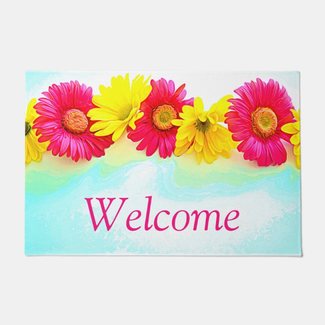 Paillasson Aquarelle marguerites de bienvenue (Devant)