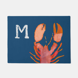 Paillasson Aquarelle Monogramme de homard Nautique