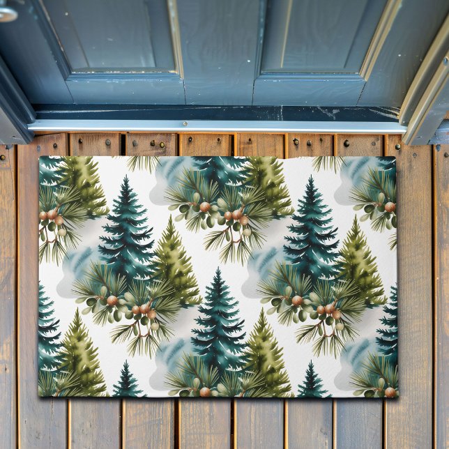 Paillasson Aquarelle Pine Motif Elégant hiver (Créateur téléchargé)