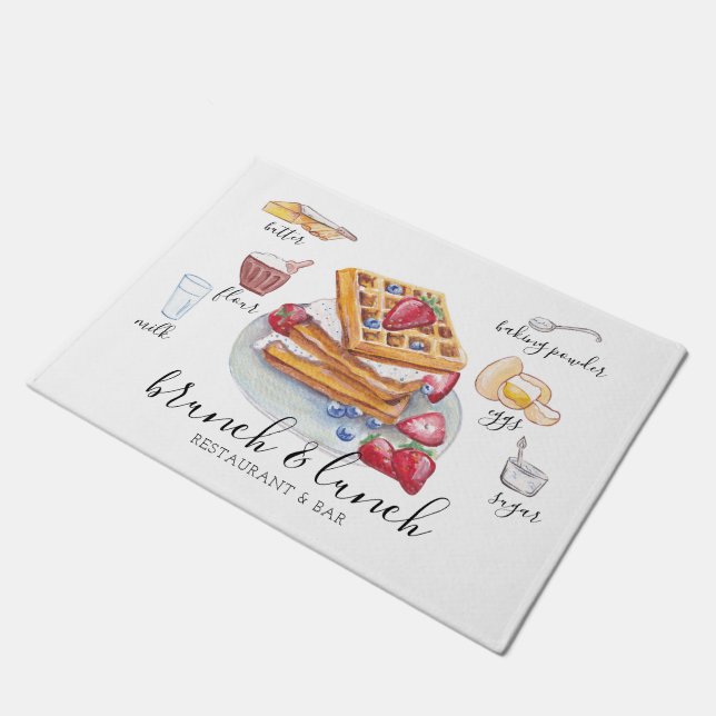 Paillasson Aquarelle Restaurant de recettes de gaufre Busines (Incliné)
