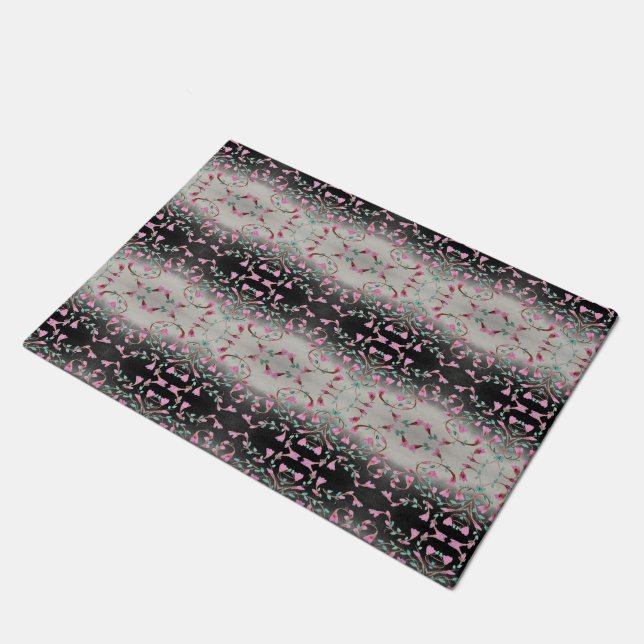 Paillasson Aquarelle rose Et Noir Motif (Incliné)