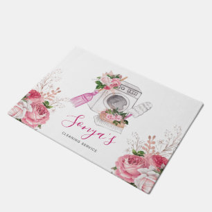 Paillasson Aquarelle Service de nettoyage d'entreprise rose