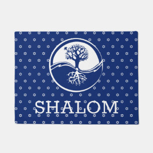 Paillasson Arbre de bleu marine d'étoile de David Shalom de