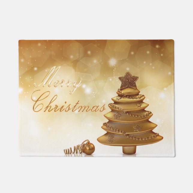 Paillasson Arbre de Noël élégant d'or (Devant)