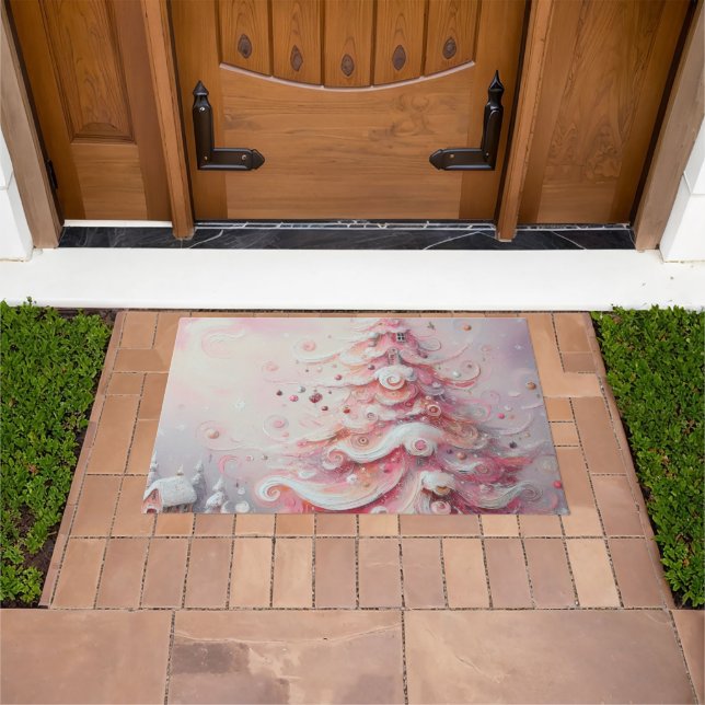 Paillasson Arbre de Noël impressionniste Whimsical rose (De plein air)