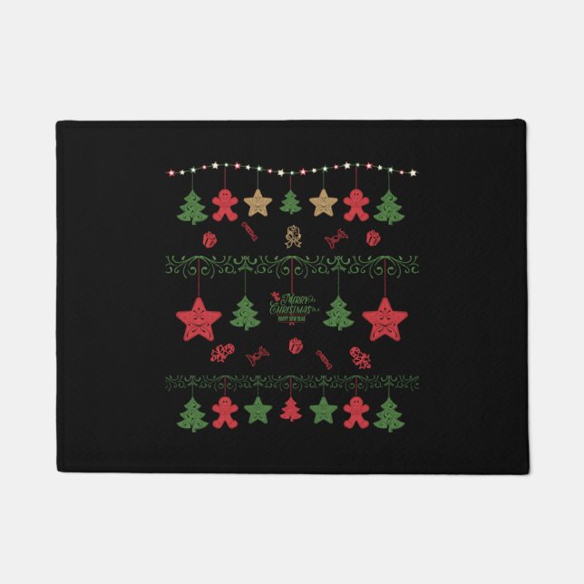 Paillasson Arbre de Noël Lumière Sweat Design Vilain Noël (Devant)
