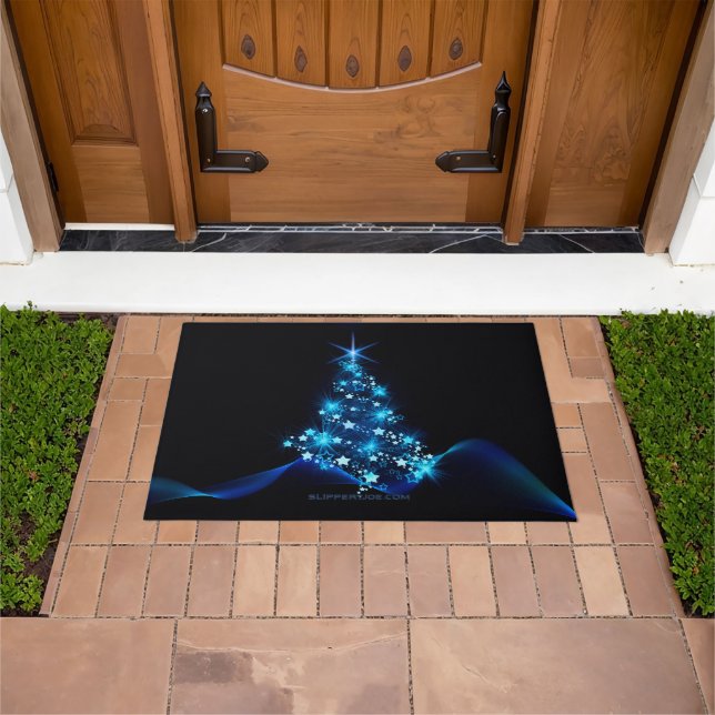 Paillasson arbre de Noël stylisé SlipperyJoe bleu brillant s (De plein air)