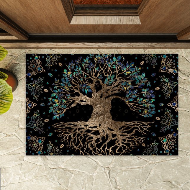 Paillasson Arbre de vie - Yggdrasil doré et ornement de marbr (Créateur téléchargé)