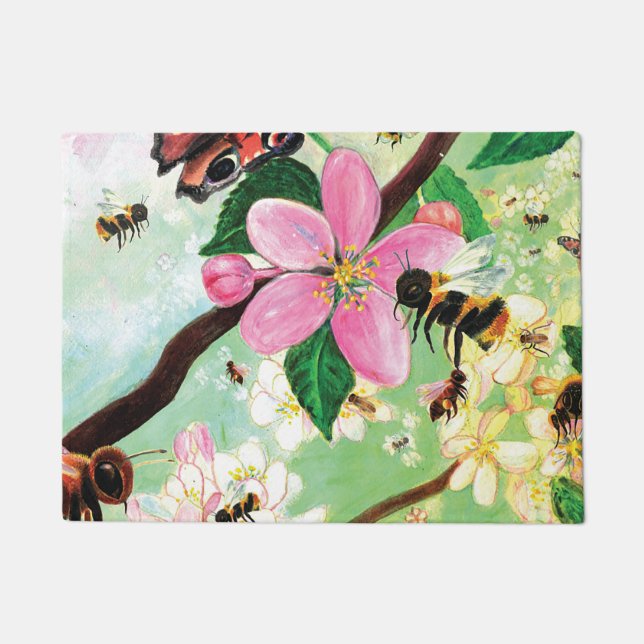 Paillasson Arbre florissant avec les abeilles (Devant)
