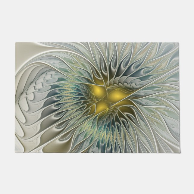 Paillasson Argent d'or Imaginaire Fractal abstrait Art (Devant)
