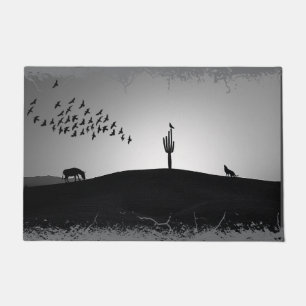Paillasson Arizona Animaux du désert noir et blanc