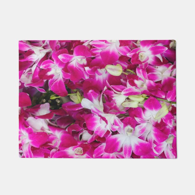 Paillasson Arrière - plan de fleurs d'orchidées violettes (Devant)