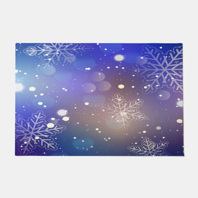 Paillasson Arrière - plan de flocon de neige brillant de Noël (Devant)