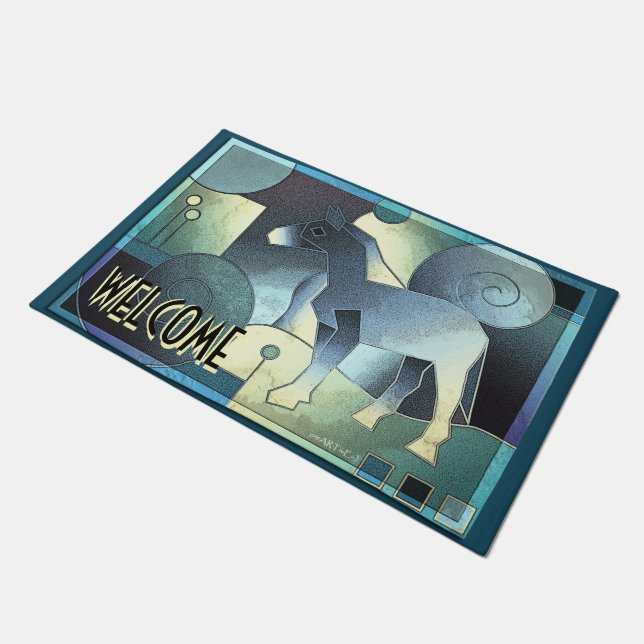 Paillasson ART Abstrait - A HORSE - sable bleu (Incliné)