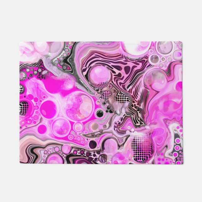 Paillasson Art Abstrait rose et noir (Devant)