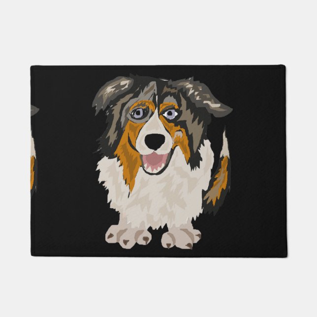 Paillasson Art australien drôle de chien de berger (Devant)