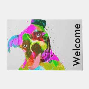 Paillasson Art de bruit coloré de chien de boxeur