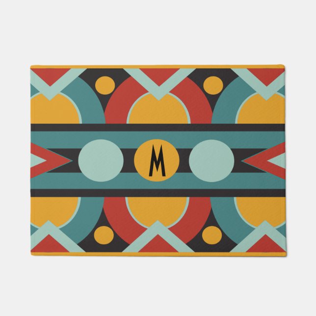 Paillasson Art déco géométrique avec le monogramme initial (Devant)