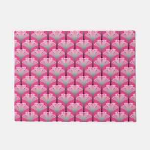 Paillasson Art déco Lily, Fuchsia rose et gris argenté
